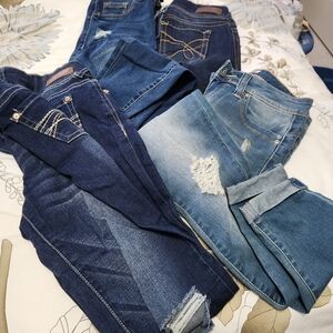 Wallflower Women's Skinny Jeans - Dark Blue, Light Blue